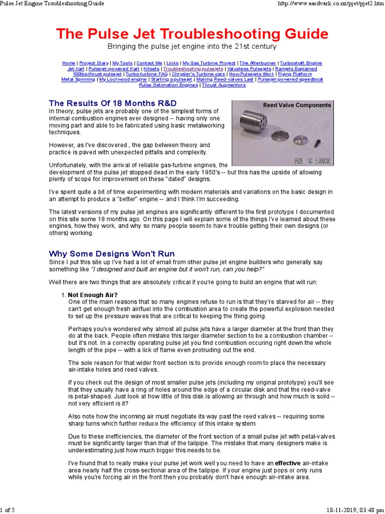 Pulse Jet Engine Troubleshooting Guide | PDF | Jet Engine | Internal ...