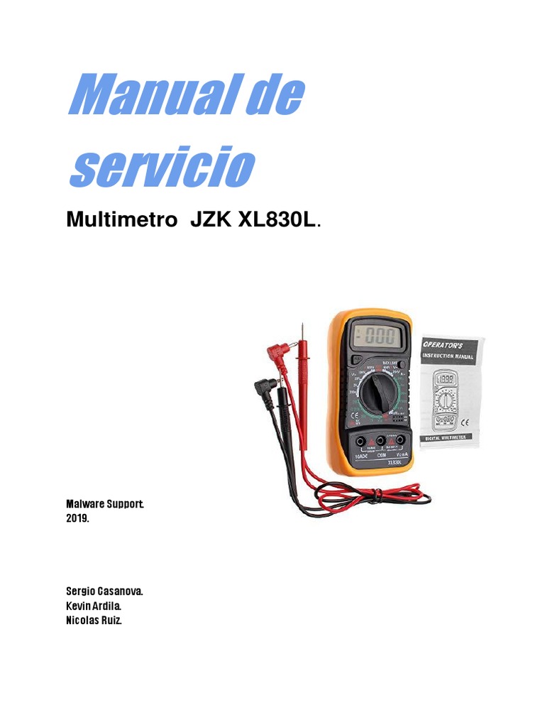 Manual de Servicio Multimetro JZK XL830L Equipo eléctrico