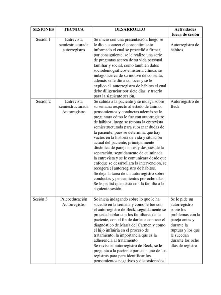 SESIONES - Plan de Intervencion | PDF | Las emociones | Medicina