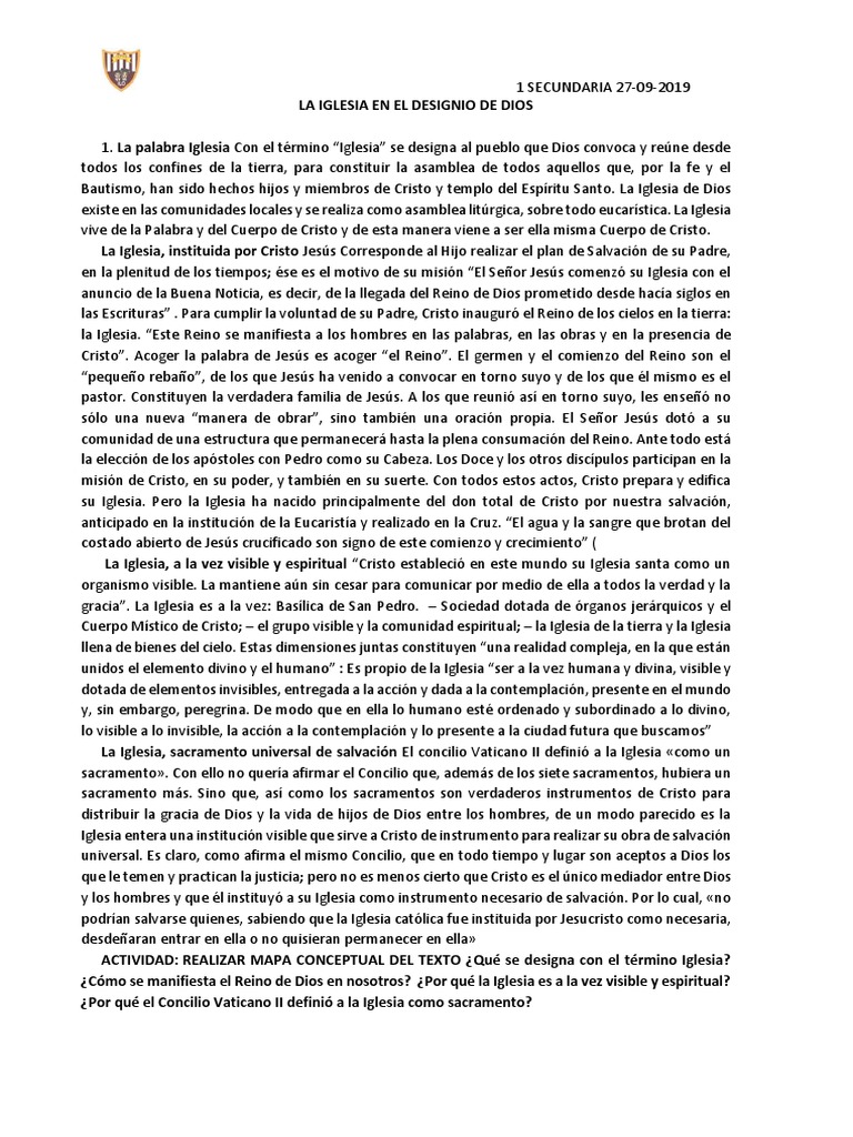 La Iglesia en el Designio de Dios | PDF | Iglesia Católica | Cristo ...