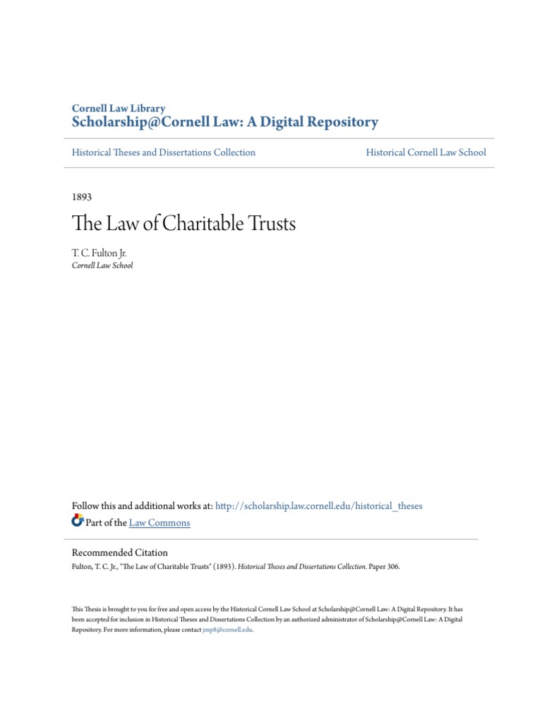 The Law of Charitable Trusts (1893) | PDF | Trust Law | Will And Testament