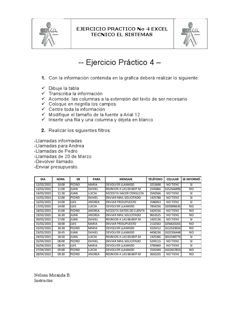 Ejercicio Práctico No 4 Excel | PDF