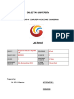 Design and Analysis of Algorithm Lab (BSCS2351) Lab Manual