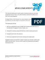 Academic Writing Paraphrase A Single Sentence Exercise PDF