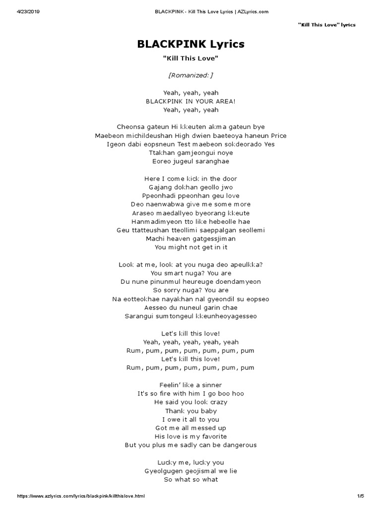 Blackpink Kill This Love Lyrics