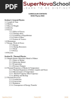 Curriculum Contents - IGCSE Physics 0625