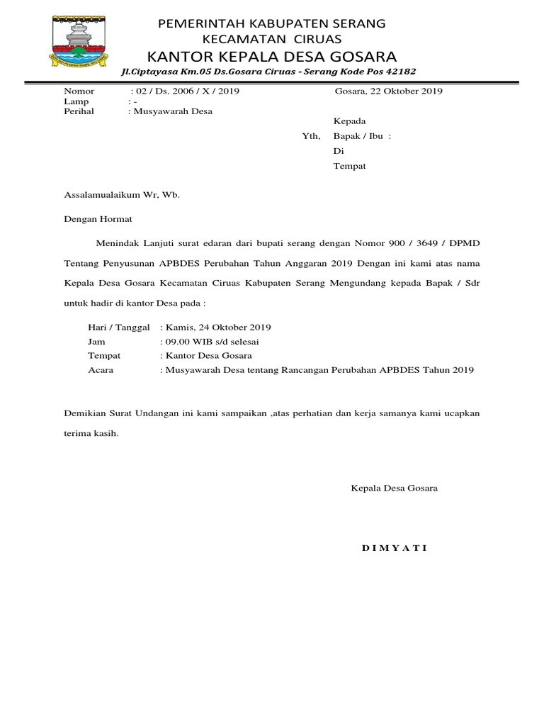 Undangan APBDES Perubahan | PDF
