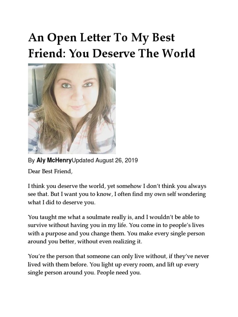 An Open Letter To My Best Friend