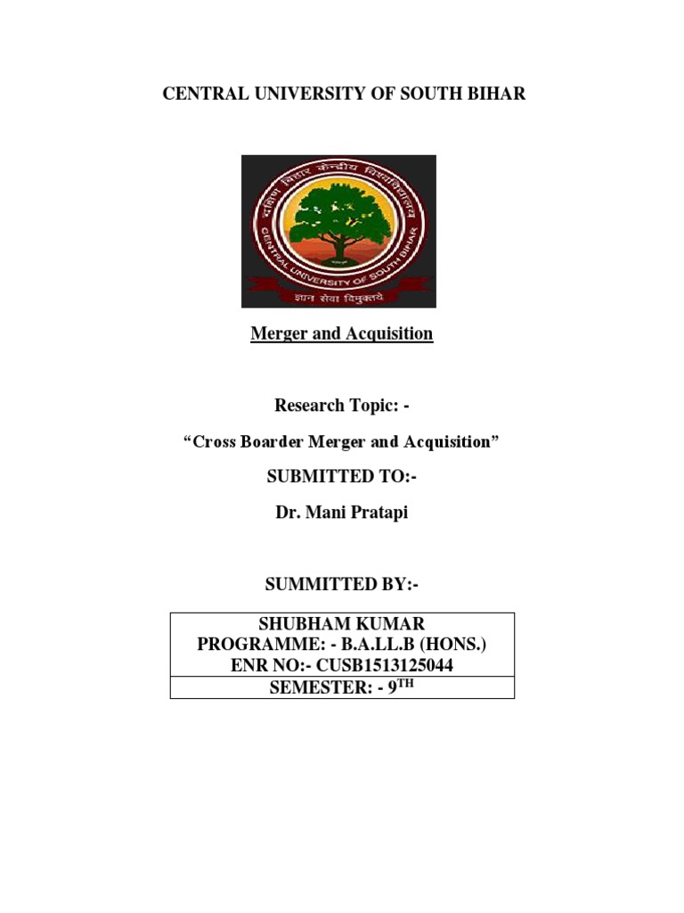 Cross Border Merger Acquisition New | PDF | Mergers And Acquisitions ...