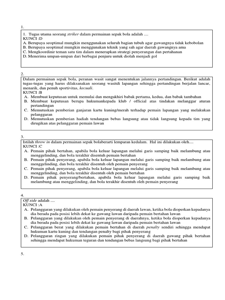 Soal Pjok Smp Kelas 9 Smt 1