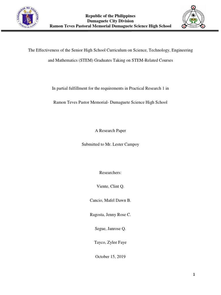 Effectiveness of STEM Senior High Curriculum | PDF | Science ...