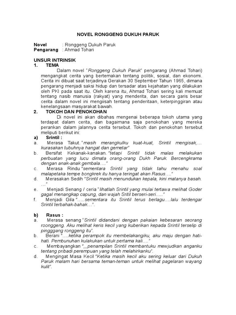 Novel Ronggeng Dukuh Paruk