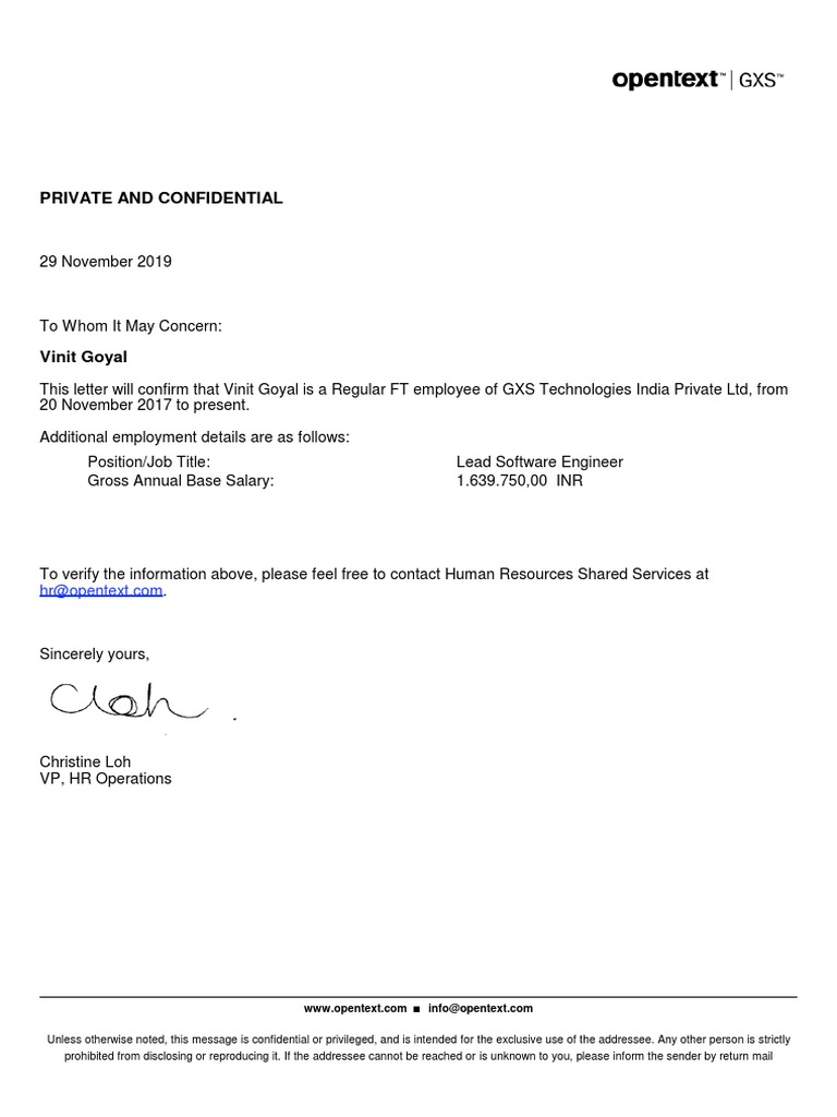 Opentext Experience Certificate | PDF