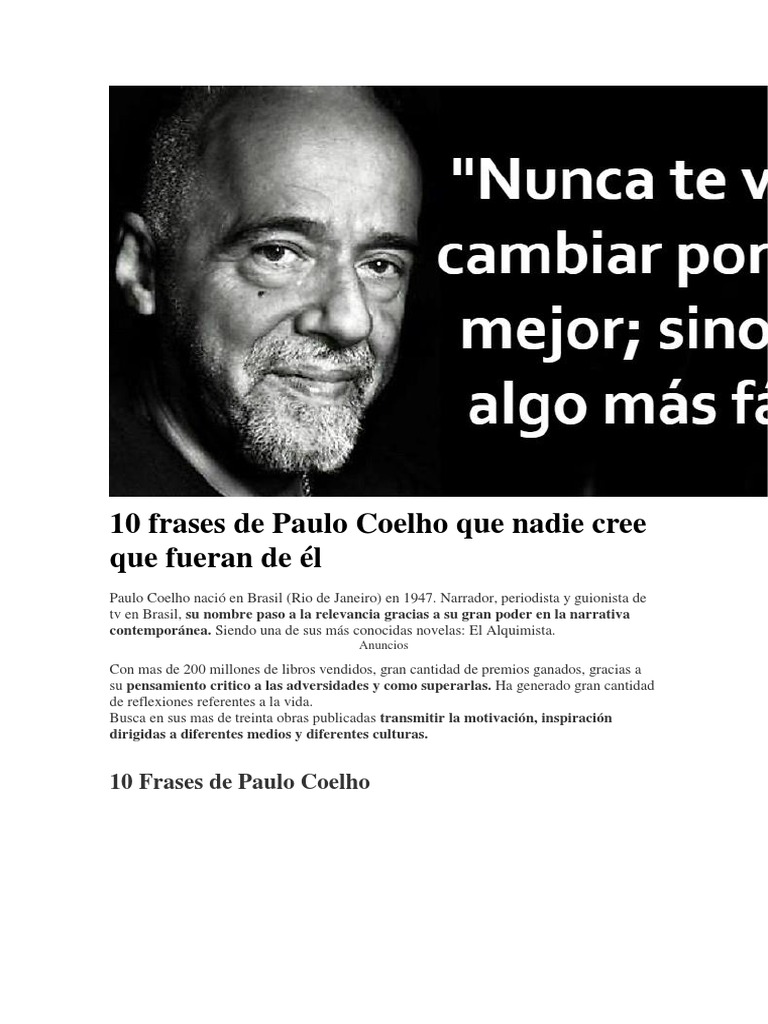 10 Frases de Paulo Coelho Que Nadie Cree Que Fueran de Él | PDF | Amor