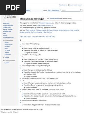Malayalam Proverbs Wikiquote Translations Languages