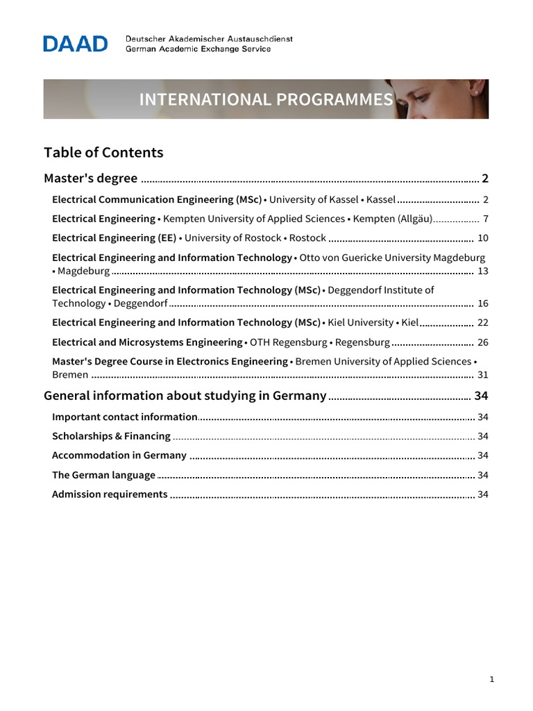 Daad Courses Masters in Electrical Engineering | PDF | Academic Degree ...