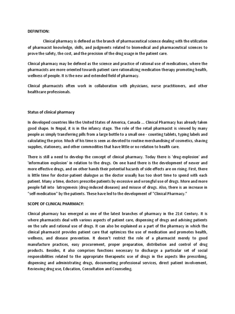 Understanding Clinical Pharmacy | PDF | Pharmacy | Medical Prescription