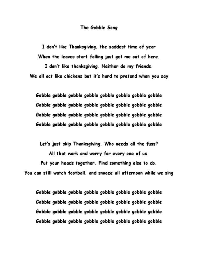 gobble song | pdf | cooking, food & wine