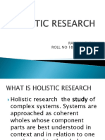 Holistic Research in Synops