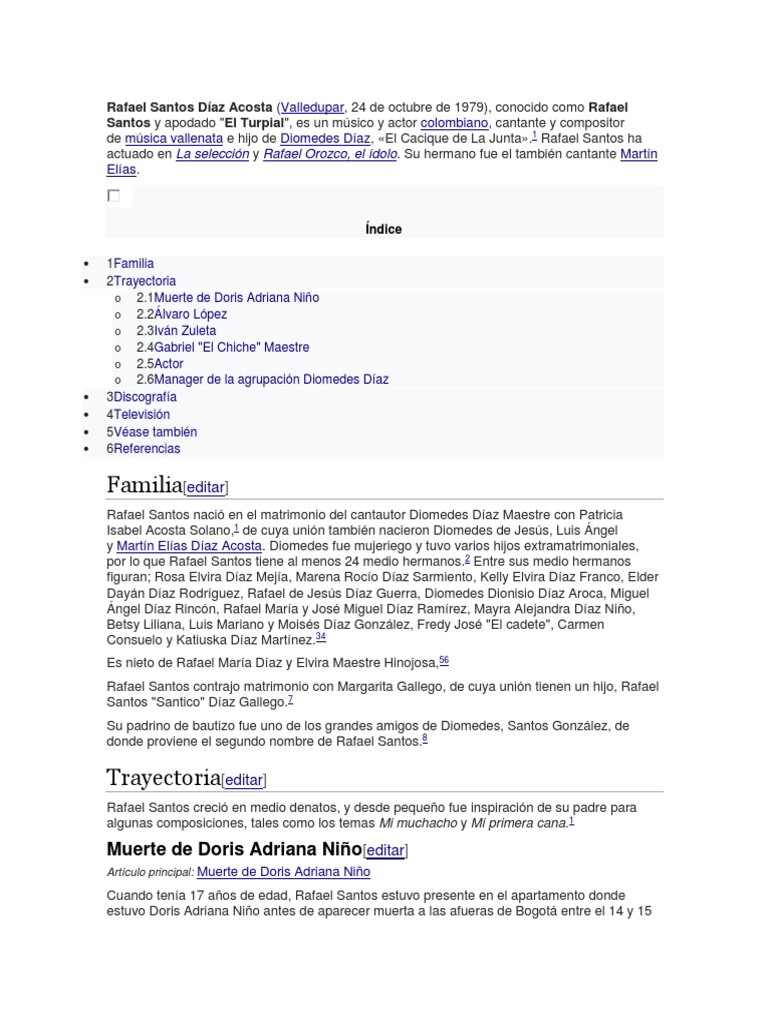 Rafael Santos Díaz: Biografía y Trayectoria | PDF | Entretenimiento  (general)