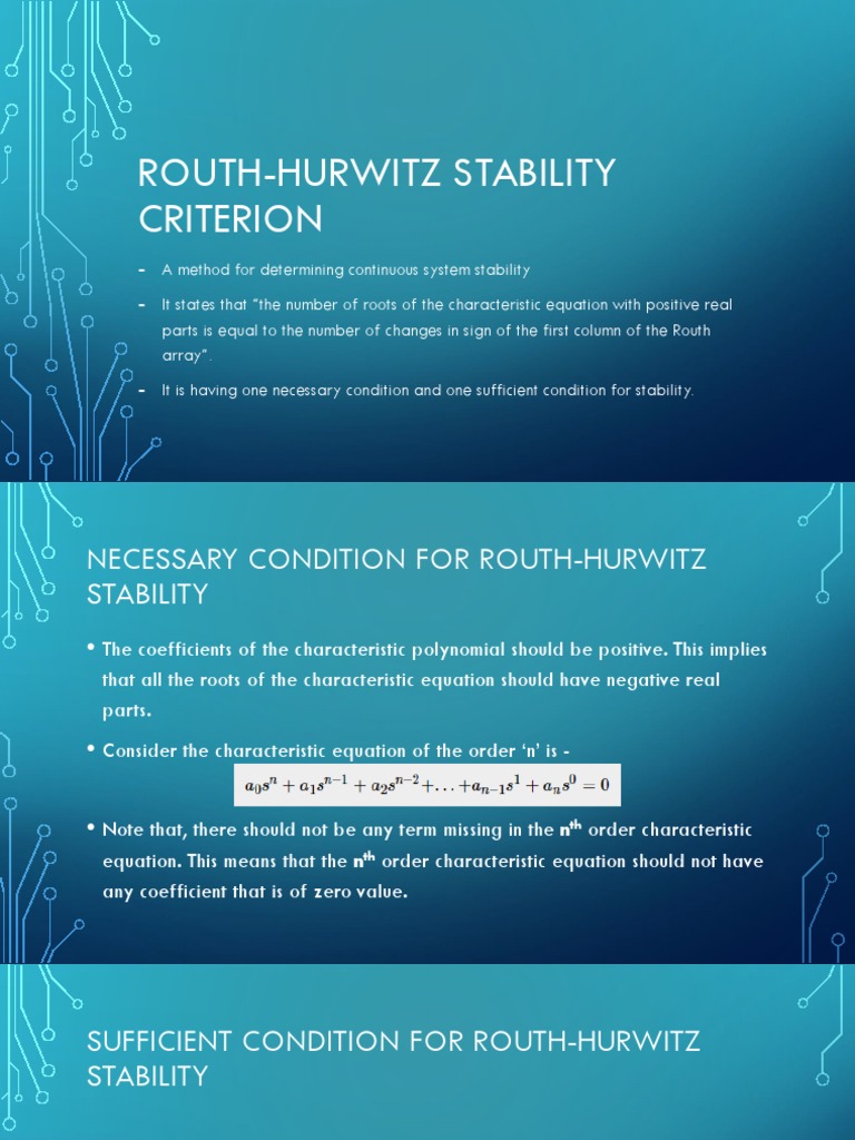 Routh-Hurwitz Stability Criterion Explained | PDF | Teaching Methods ...