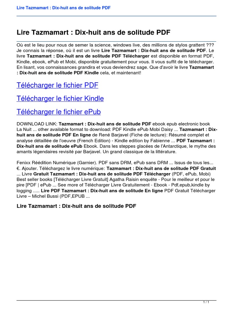 TÉLÉCHARGER LIVRE TAZMAMART