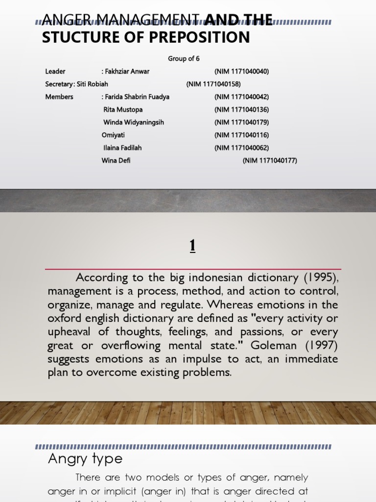 Anger Management & Prepositions Guide | PDF | Anger | Preposition And ...
