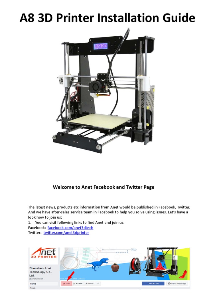 A8 3D Printer Installation Instructions PDF | | Screw | Nut (Hardware)