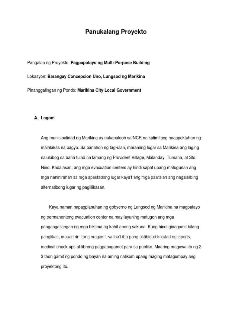 Panukalang Proyekto | PDF