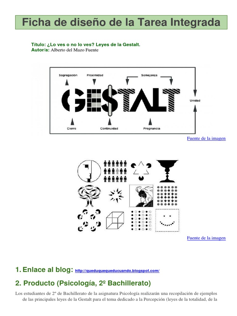 Las Leyes de la Gestalt tarea integrada Plan de