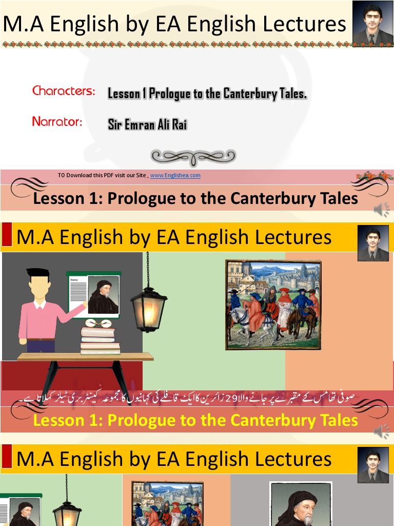 MA English Lecture 2 Prologue To The Canterbury Tales Geoffrey Chaucer ...