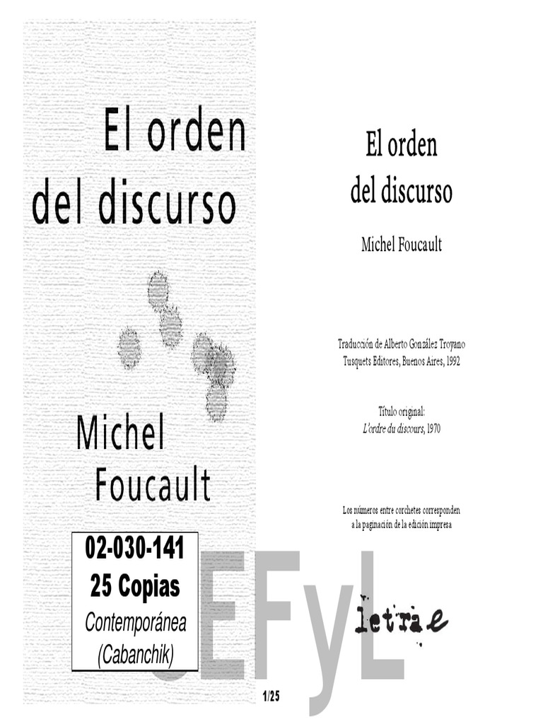 Foucault El Orden Del Discurso PDF PDF Autor Verdad