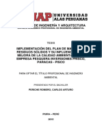 Implementación Del Plan de Manejo de Residuos Sólidos y Su Influencia en La Mejora de La Calidad Ambiental en La Empresa Pesquera Inversiones Prisco, Paracas - Pisco