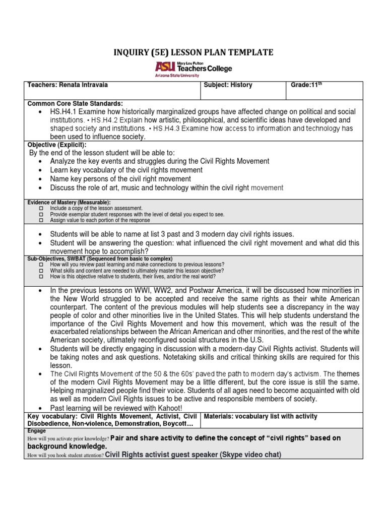 inquiry base lesson plan revised | Critical Thinking | Teachers