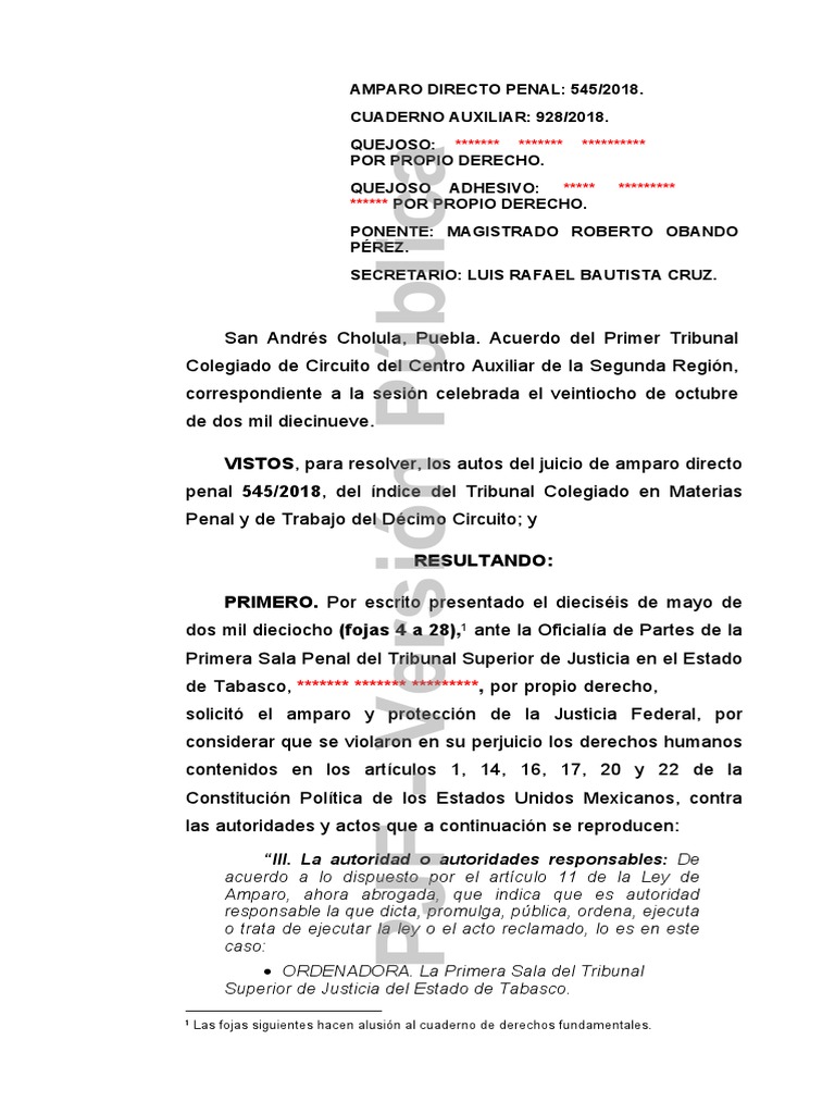 Amparo Directo | PDF | Sentencia (ley) | Caso de ley