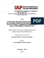 Utilidad de Mieloresonancia en Lesiones de Columna Lumbar en Pacientes Adultos de 40 A 60 Años, Atendidos en Remasur de Mayo A Septiembre, Arequipa 2014