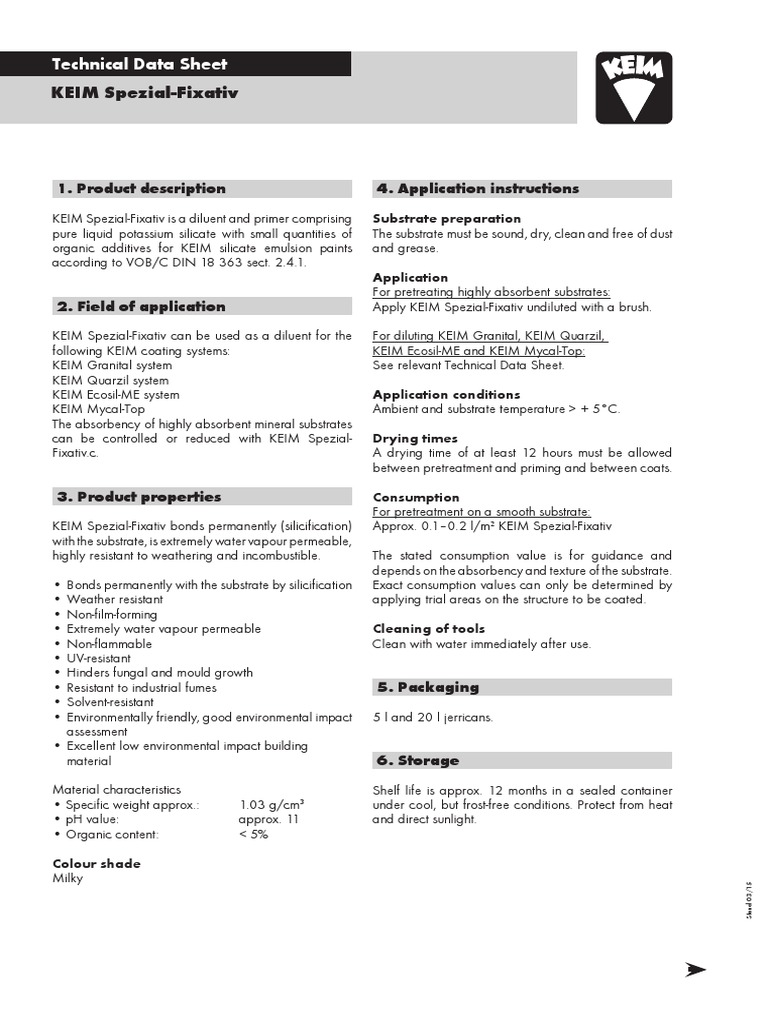 KEIM Spezial Fixativ PDF Water Building Engineering