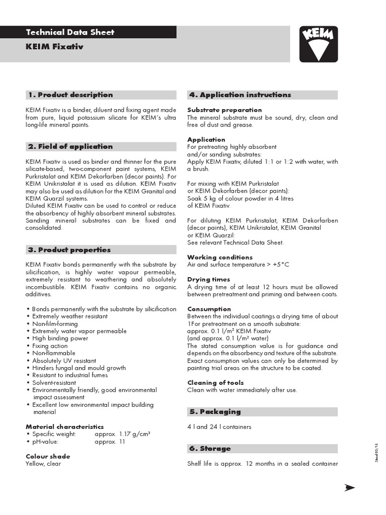 KEIM Fixativ PDF Paint Packaging And Labeling