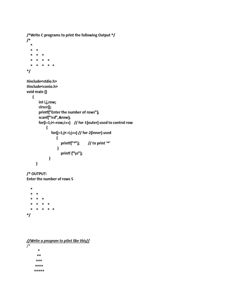 Pattern Program in C | PDF | Media Technology | Unix Software