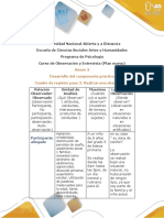 Cuadro de Registro para La Observación