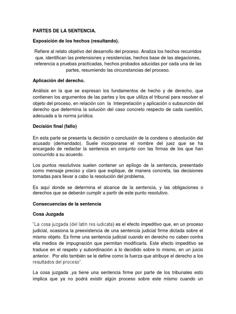 Partes y efectos de la sentencia judicial | PDF | Res Judicata ...