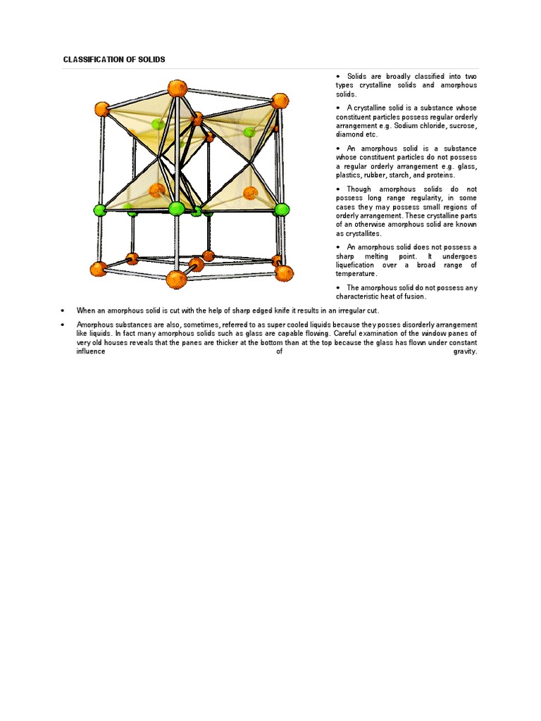 Classification of Solids: Crystalline vs Amorphous | PDF ...