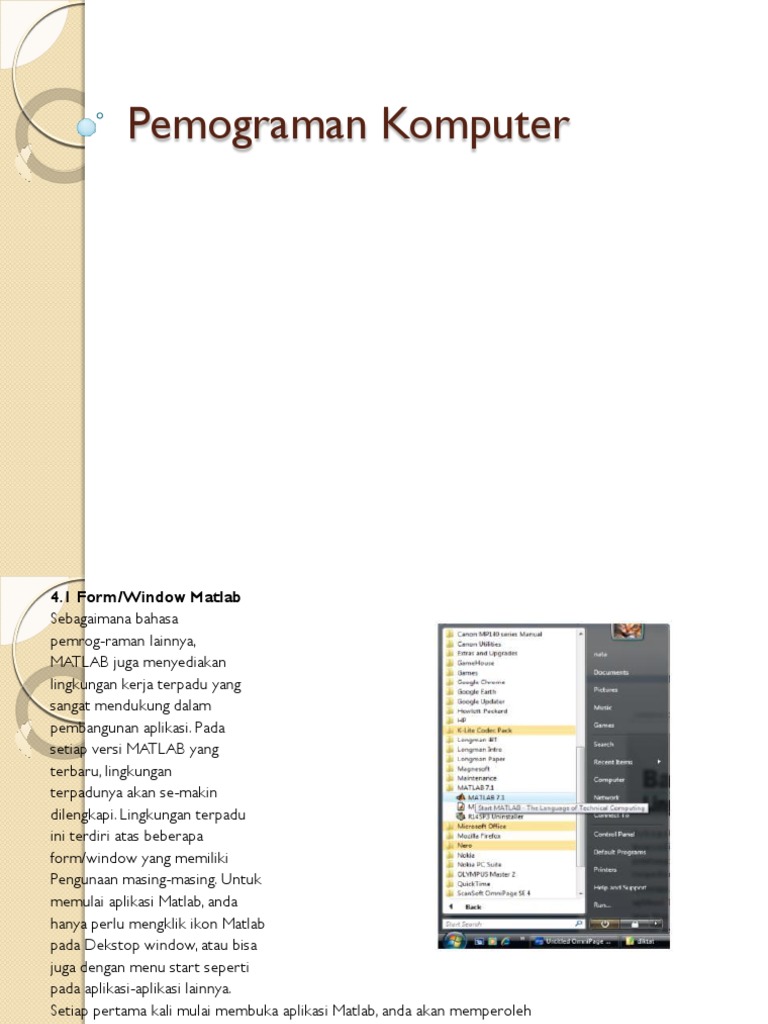 Panduan Dasar Pemrograman MATLAB | PDF