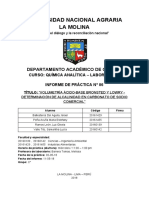 Lab VOLUMETRÍA ÁCIDO-BASE BRONSTED Y LOWRY - DETERMINACIÓN DE ALCALINIDAD EN CARBONATO DE SODIO COMERCIAL