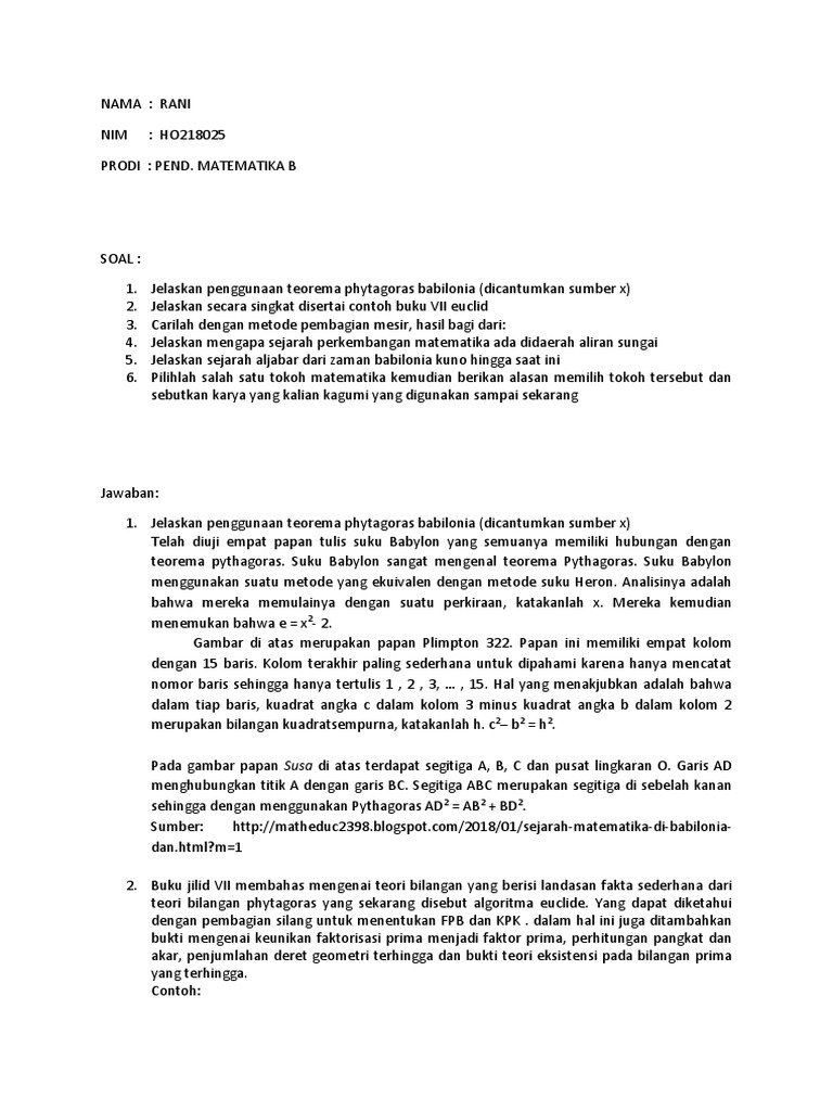 Sejarah Matematika Rani Pdf