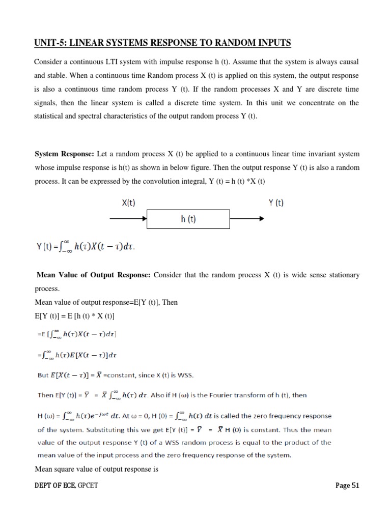 PTSP Notes Unit 5 PDF | PDF | Spectral Density | Stochastic Process