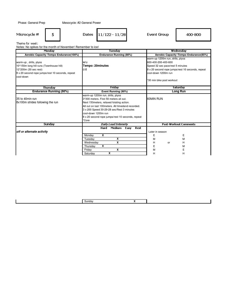 General Power Training Plan | PDF | Management Of Obesity | Physical ...