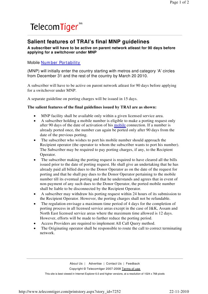 MNP Guidelines | PDF | Communication | Telecommunications