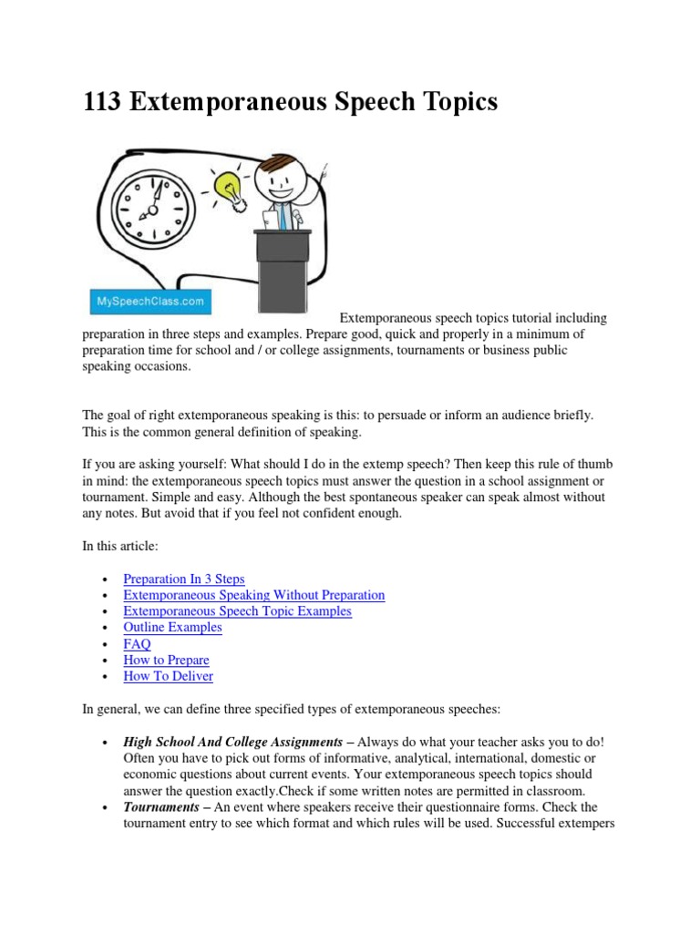 Concise Extemporaneous Speech Topics | PDF | Yitzhak Rabin | Question
