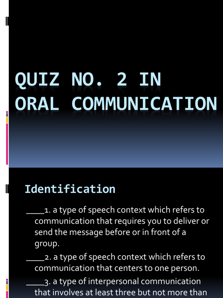 Oral Communication Quiz PDF